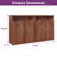 Buffet 4 arches cannelées à 4 portes avec tablettes ouvertes et charnières à fermeture en douceur et ensemble anti-basculement pour le salon et la salle à manger-1092748632-1101066079