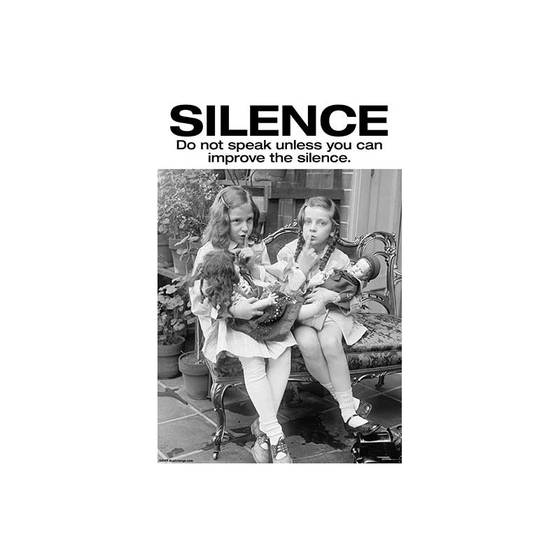« silence », affiche rétro, H 42 po x l 28 po x P 1,5 po