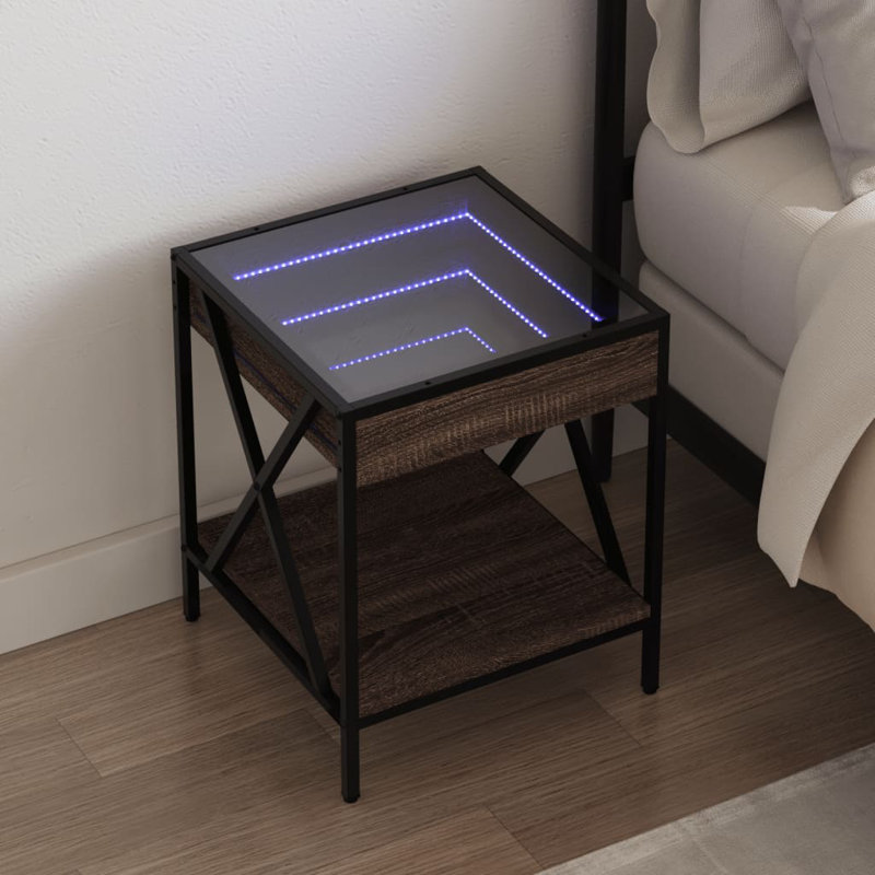 40cm W Bedside Table, Brown Oak