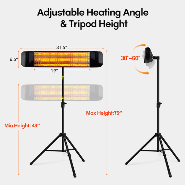 Paraheeter Electric Standing Patio Heater u0026 Reviews | Wayfair