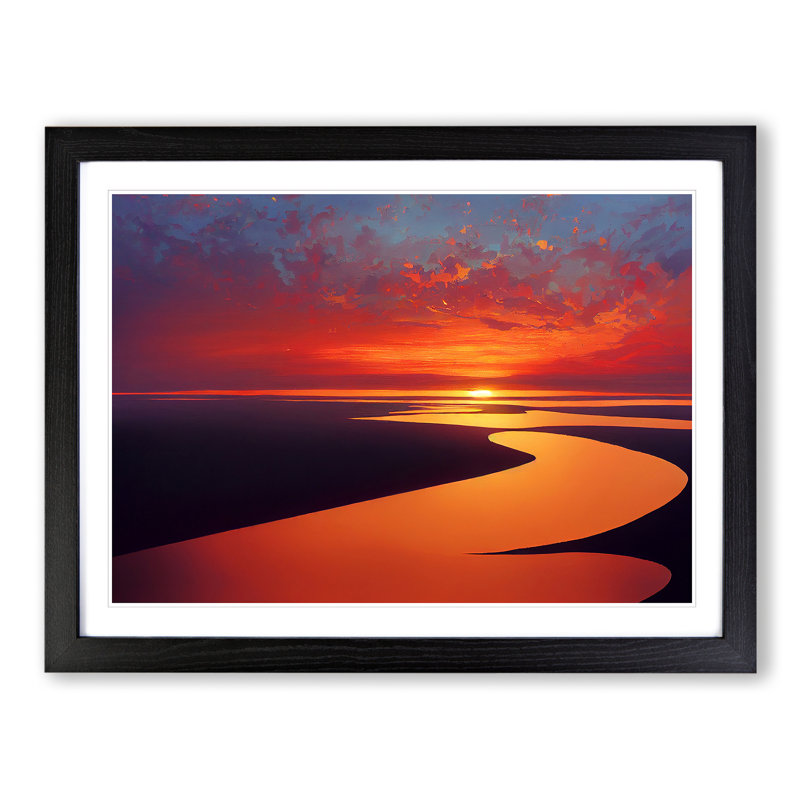 Soulful Ocean Sunset - Framed Print, Black, 46cm H x 64cm W x 2cm D