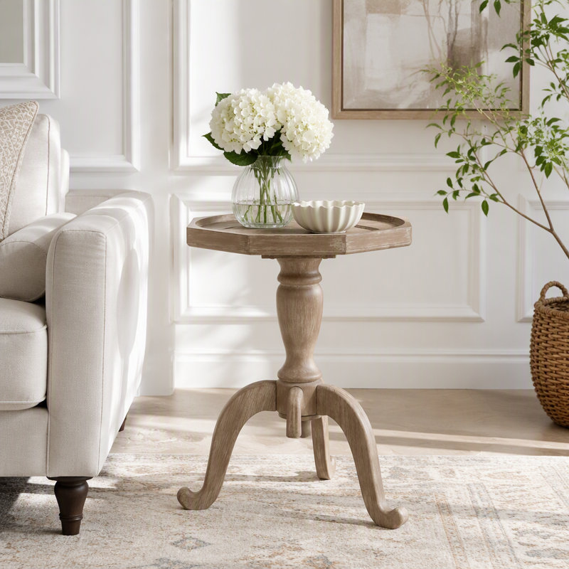 Table d'appoint French Country, Naturel / Blanc