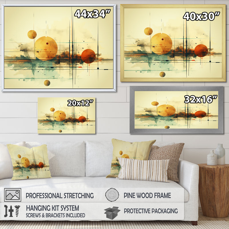 Transcendent Shapes Abstract Collages I - Abstract Collages, art mural, H 24 po x l 32 po x P 1 po, Cadre flottant doré