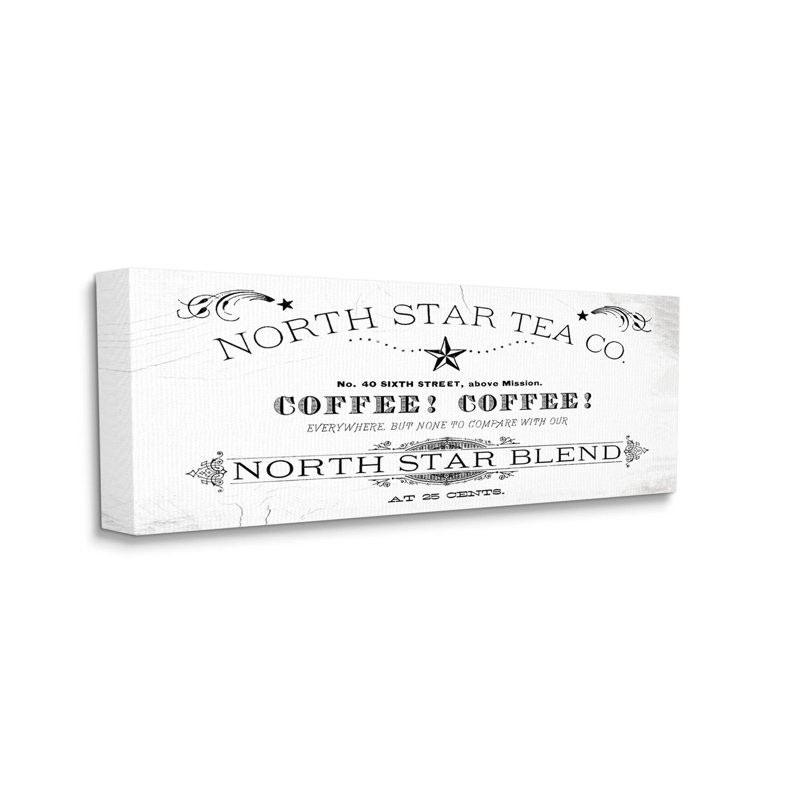 «North Star Tea Coffee», art mural sur toile par Lil 'Rue, H 10 po x l 24 po x P 1,5 po
