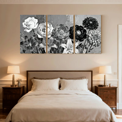 Plantes et fleurs, ensemble de 3 reproductions d'art sur toile