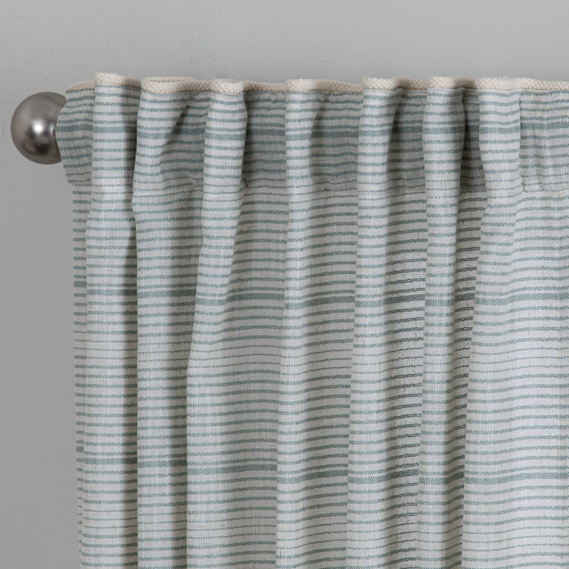 McManus Polyester / Linen Light-Filtering Horizonal Stripped Curtain Panel with Rod Pocket Top and Hidden Back Tabs , Aloe