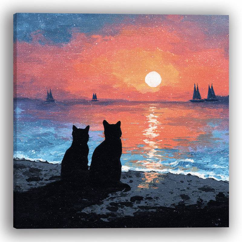 «Cats at Sunset», art mural sur toile tendue