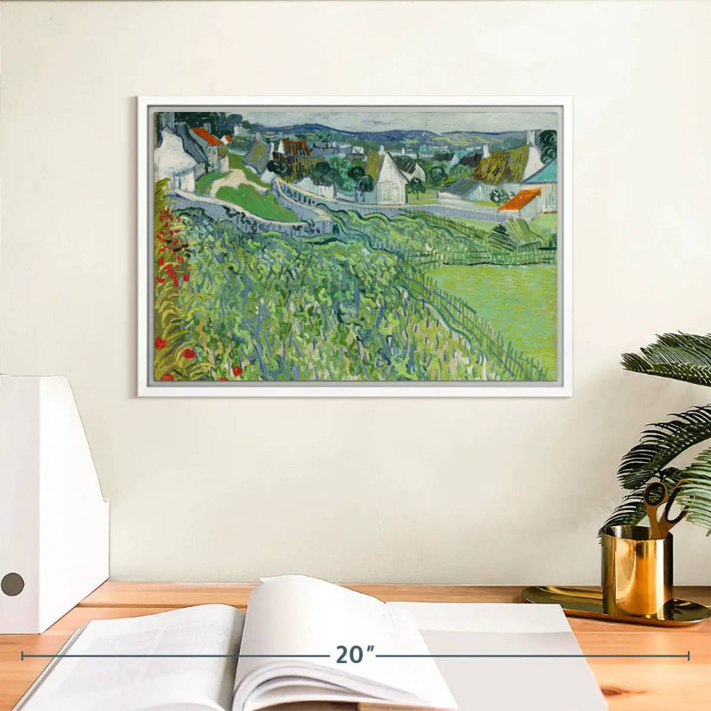 Vignobles à Auvers, Cadre flottant blanc, 13 po x 9 po