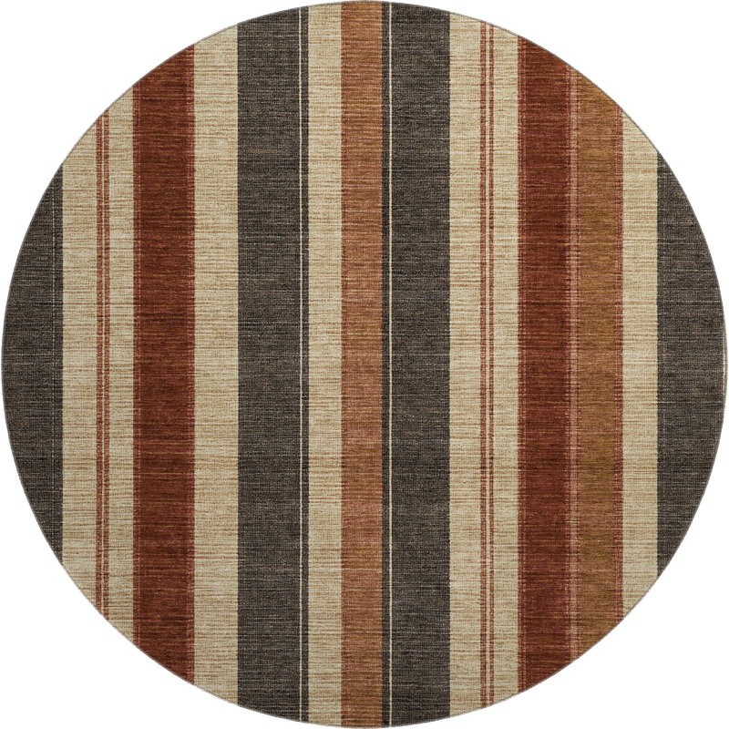 Tapis à rayures Tiana lavable à la machine de qualité supérieure, Rond 8 pi