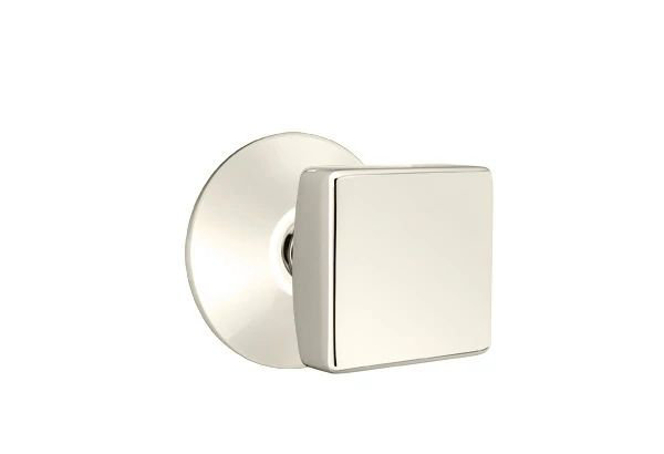 Emtek Privacy Interior Mortise Set w/ Modern Rosette & Square Knob (RH)