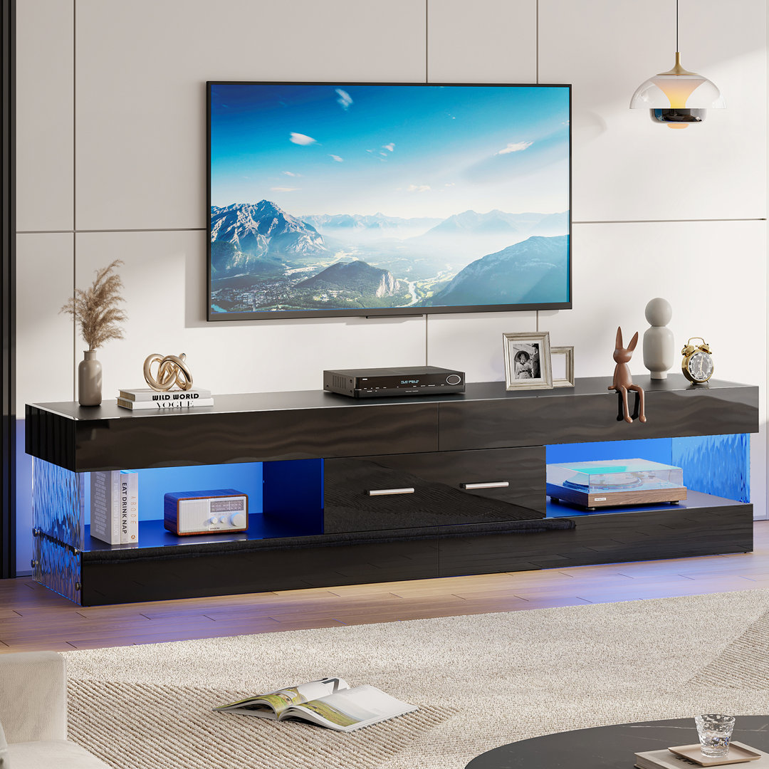 Modern Tv Stand For Tvs Up To 70" With Led And Drawer