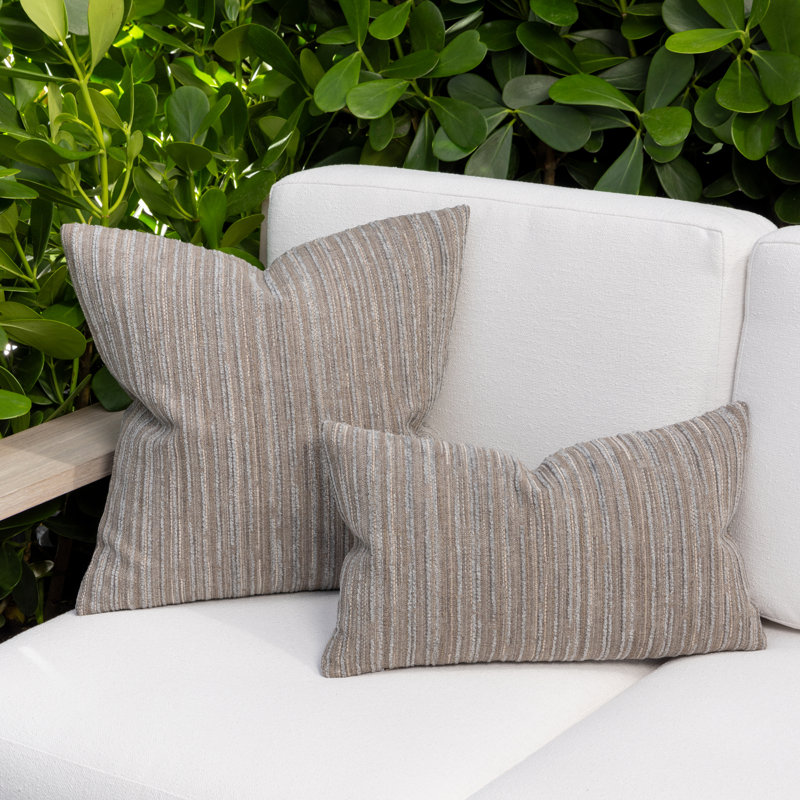Luxe Throw Square Outdoor Pillow Cover & Insert by Elaine Smith, Charcoal, Striped, 20"H X 20"W