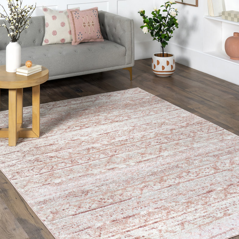 Tapis marocain de performance tissé à la machine Lincolnwood, Rose, Rectangle 10 pi x 14 pi