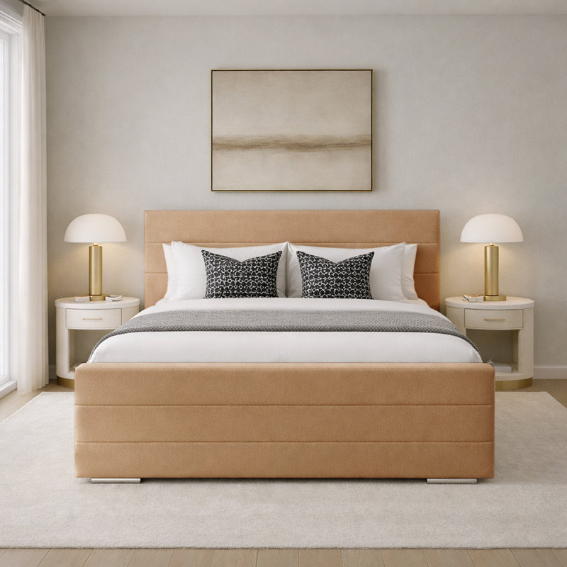 Upholstered Bed, Super King (6'), Beige