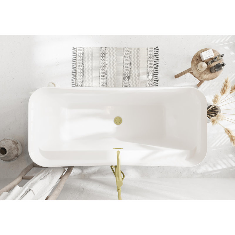 Dezra 66.94'' x 30.75'' Soaking Bathtub, Brushed Gold