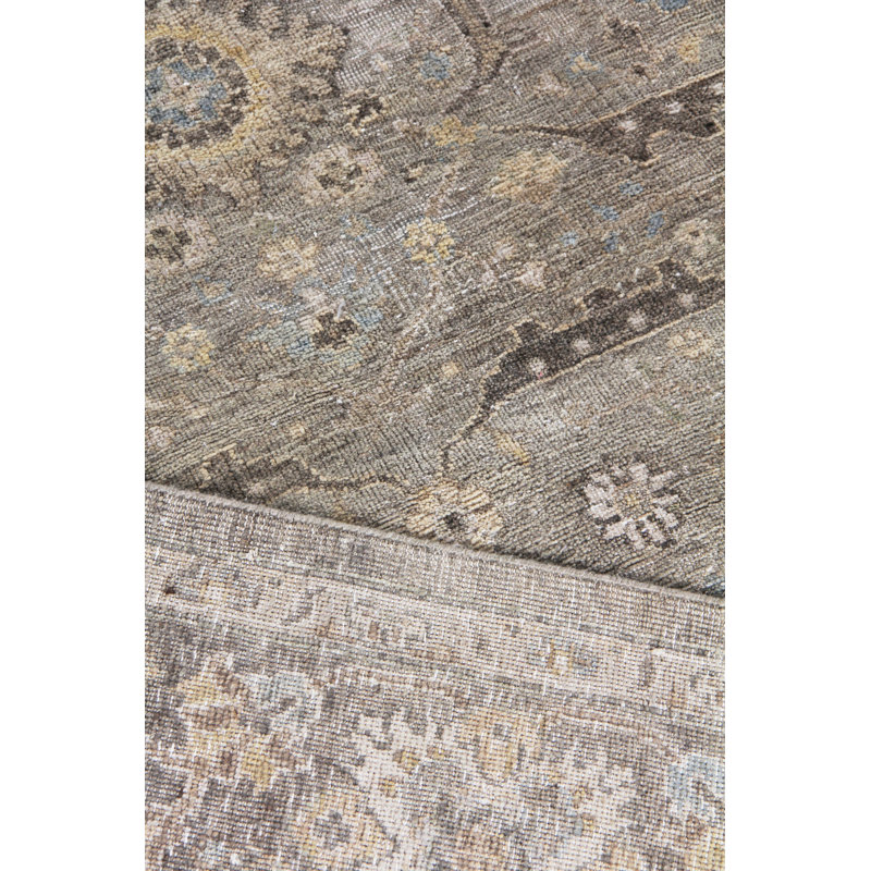 Heirloom Oriental Hand-Knotted Wool Khaki Area Rug, Rectangle 10' x 14'
