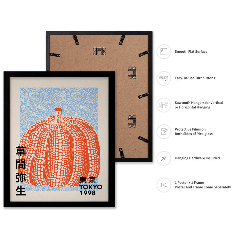Citrouille Infinity Dots, Cadre noir, Affiche, H 18 po x l 24 po