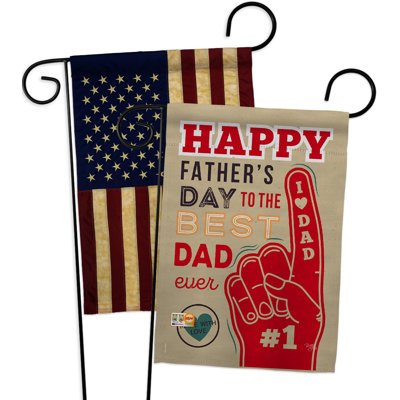 Ensemble de 2 drapeaux de jardin décoratives en polyester de 2 côtés, "best dad impressions"