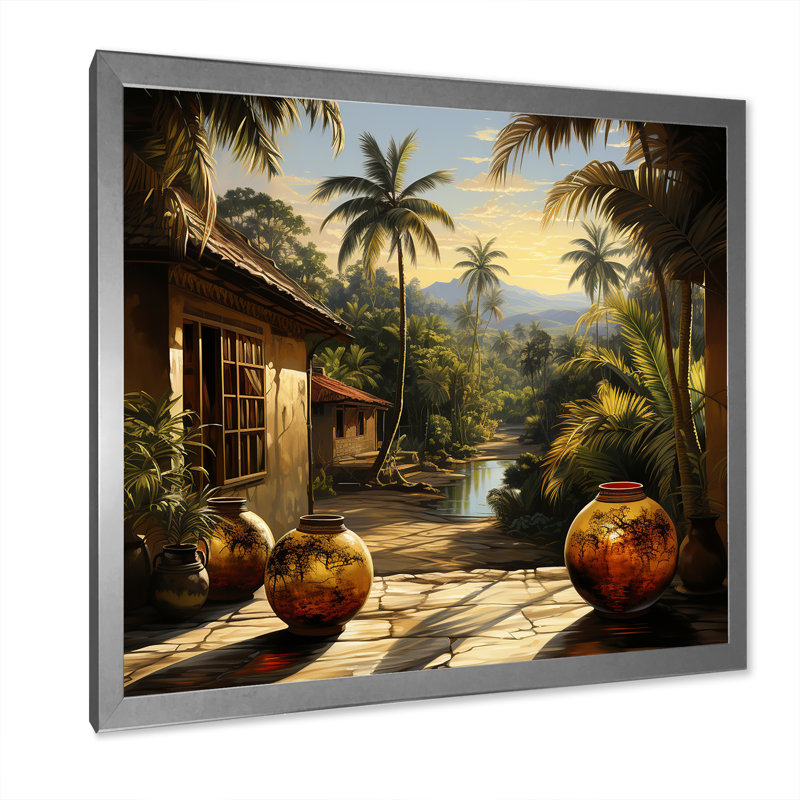 Oasis tropicale, art mural, Cadre photo argenté, H 30 po x l 30 po x P 1,5 po