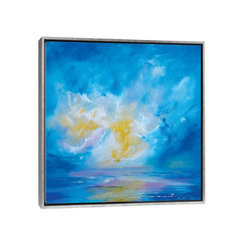 Shimmering Sky - reproduction d'art murale - toile encadrée, 37 po x 37 po, Toile avec cadre, Silver
