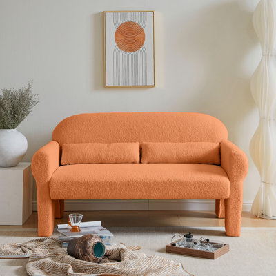 Fashionable Modern For Living Room Look Enrichment - Orange, 2, Foam, Formed In Shining Orange 2 Seat, Made-Up