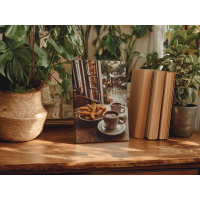 Spanish Cafe Canvas Art: Churros and Hot Chocolate Kitchen Print