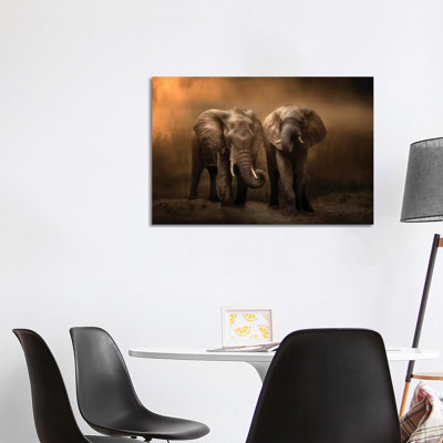«Elephants Dust Bath ...» par Charlaine Gerber - reproduction de photo sur toile tendue