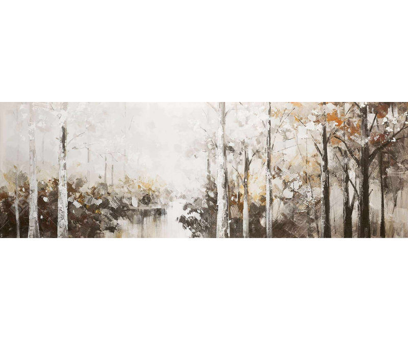 «Abstract White Forest - Trees Brown», reproduction encadrée