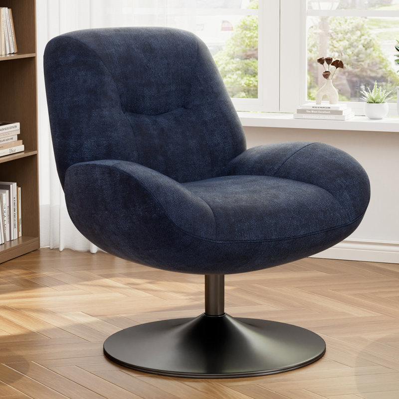 Upholstered Swivel Accent Chair, Blue