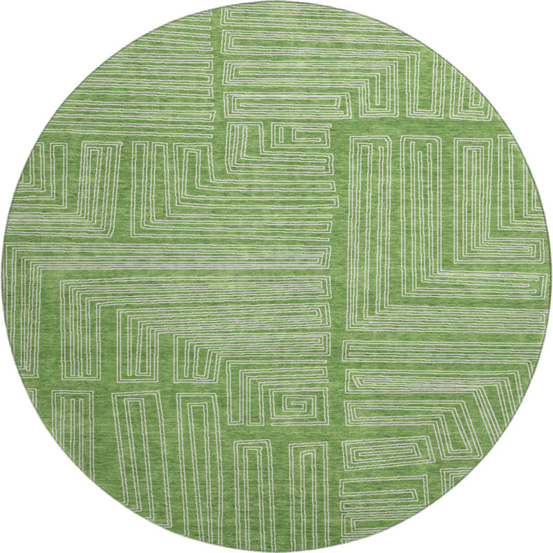 Tapis géométrique Premium lavable à la machine Harrietstown AMF1045, Rond 8 pi