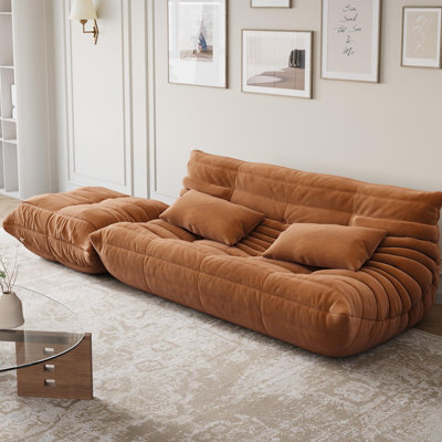 Bean Bag Couch, Oversized Fireside Chair Bean Bag Sofa with Ottoman, Togo Loveseat Sofa