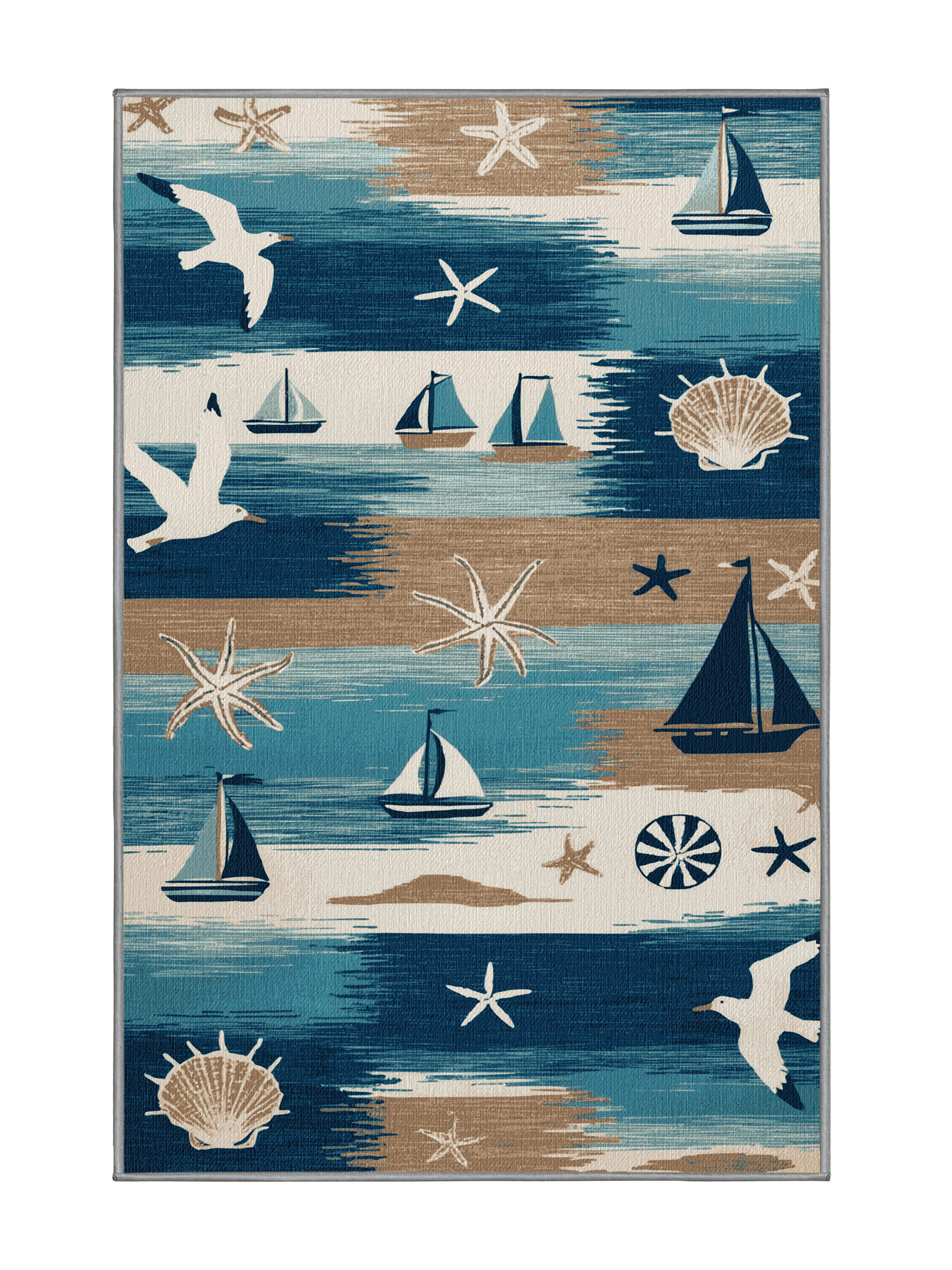 Fairpoint Sea Rug Longshore Tides Washable Modern coastal scenes Nautical Area Rug | Wayfair