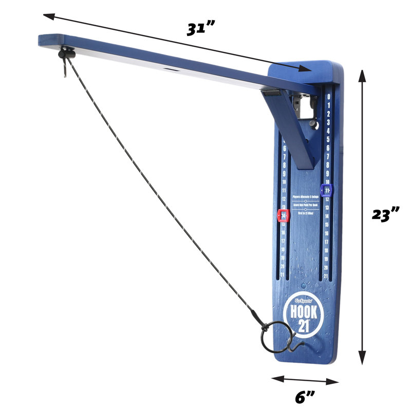 GoSports Hook21 Ring Swing Game - Indoor or Outdoor Ring Toss Game with Foldable Arm, Blue