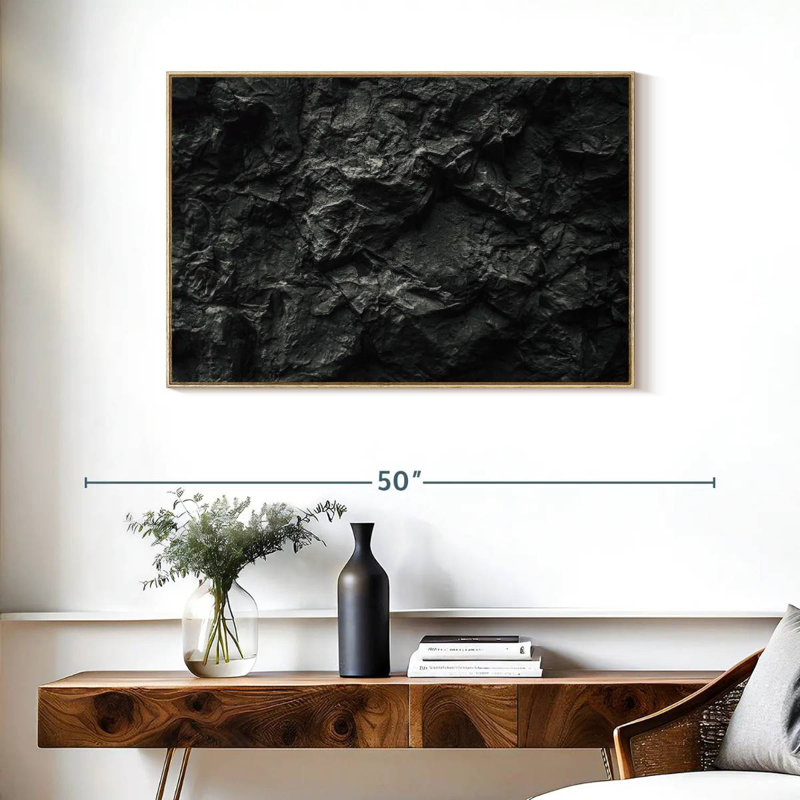 Pierre noire, Cadre flottant en bois naturel, 37 po x 25 po