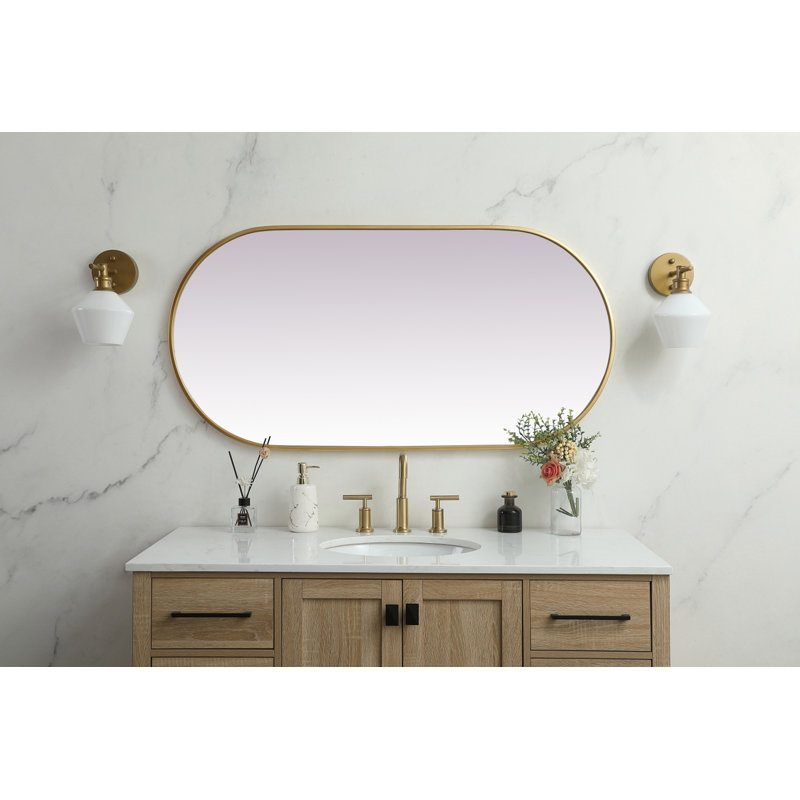 Elington Oval Metal Wall Mirror, Brass, 48"  x 24" 
