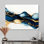 Galaxy majestueux bleu et or liquide encre I - décoration murale abstraite en métal, impression moderne sur métal