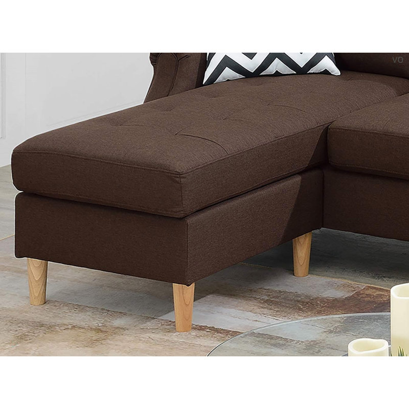 Amneris Upholstered Sectional Reversible, Coffee, No