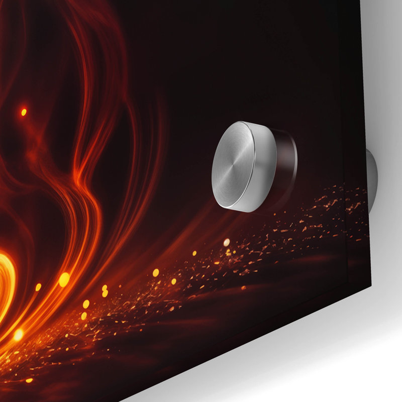 «Wine Glass Flame Abstract» par Rey Klimt, art mural en verre acrylique, H 36 po x l 36 po x P 0,2 po