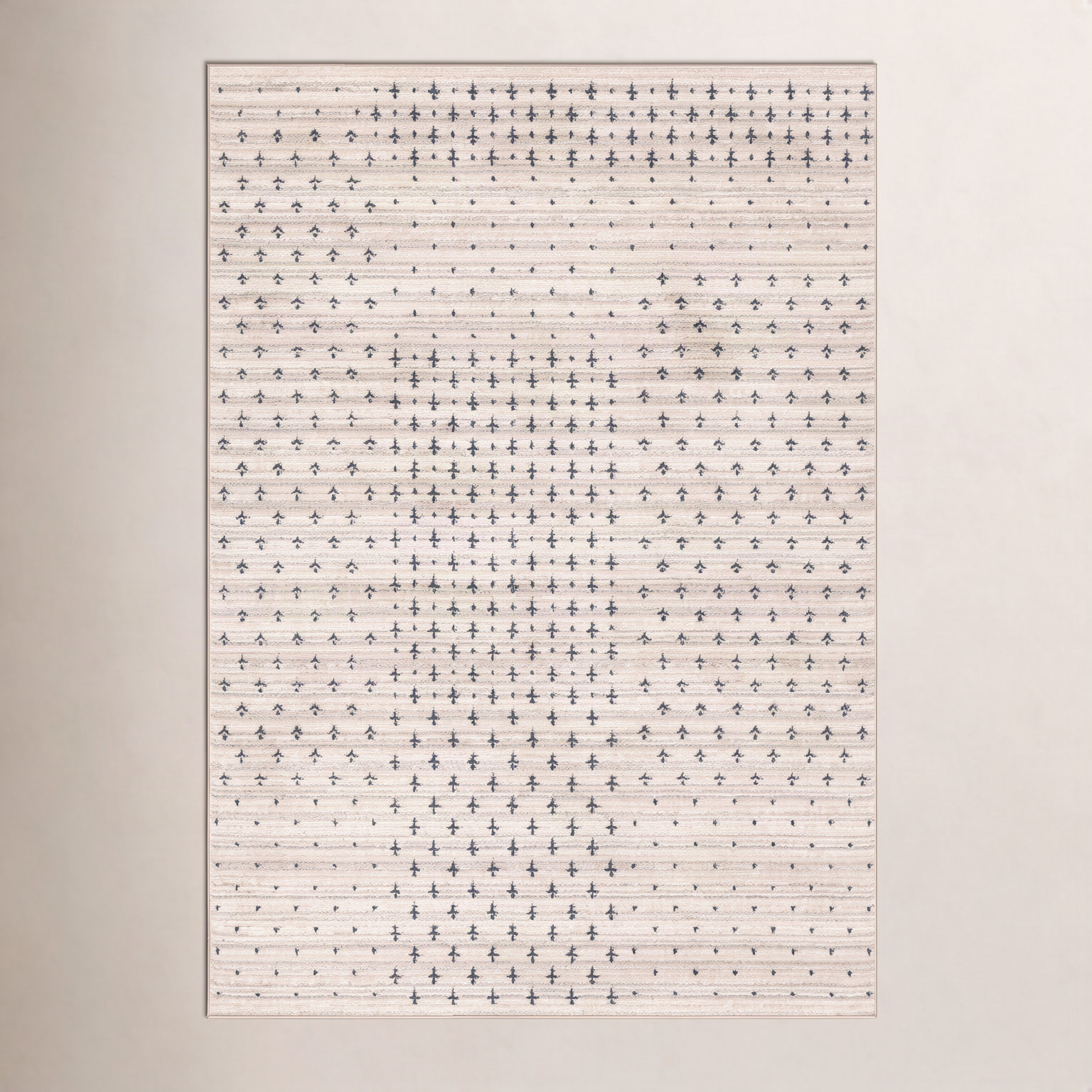 Loehrke Tan Taupe Tribal Rug, Rectangle 6' x 9'