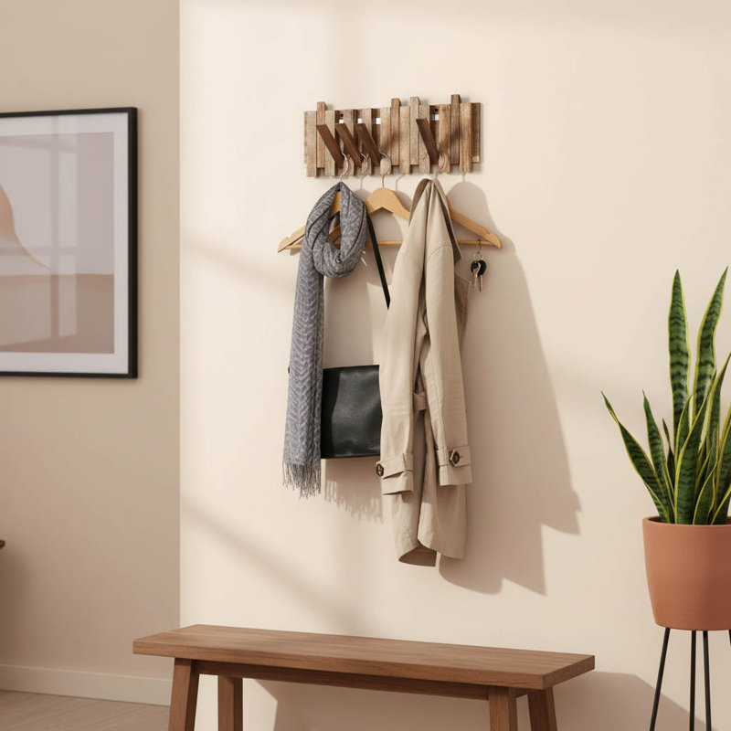 Wall Mounted Required 8 - Hook Coat Rack