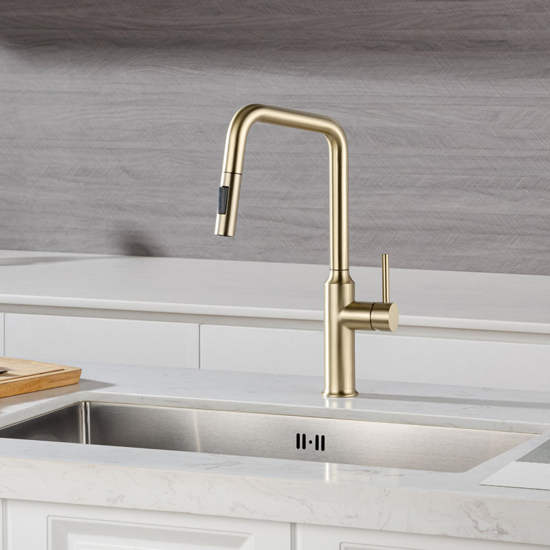 Rainlex Pull Down Kitchen Faucet, Brushed Gold