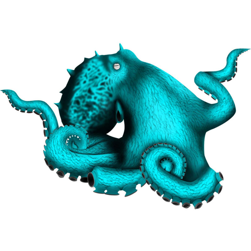 Décalcomanie murale vinyle autocollants tentacules de pieuvre océan, H 32 po x l 48 po, Bleu pâle
