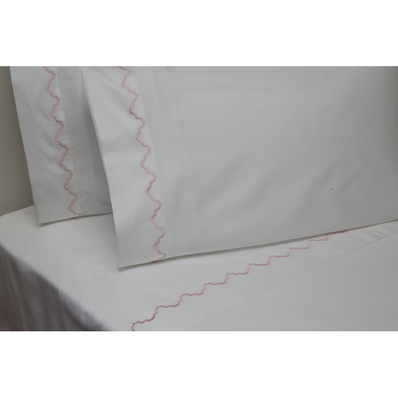  Ensemble de draps 100% coton 300 fils festonnés, Ensemble de draps pour très grand lit, Rose
