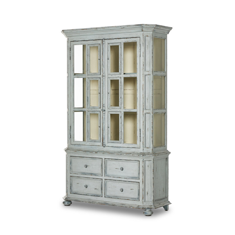 Loami China Cabinet, Distressed Gray Blue Veneer