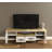 Traditional TV Stand with Multiple Shelves, Cream & Oak Finish, 71.3 x 22.8 x 17.4 inches | 100% Melamine Coated Particle Board & MDF Legs | Wall-Mountable Design, Stylish Metal Handles, Durable & Functional