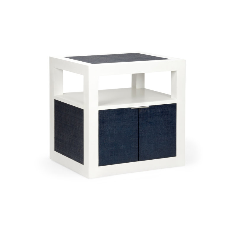 La Costa Solid Wood Nightstand, White/Navy