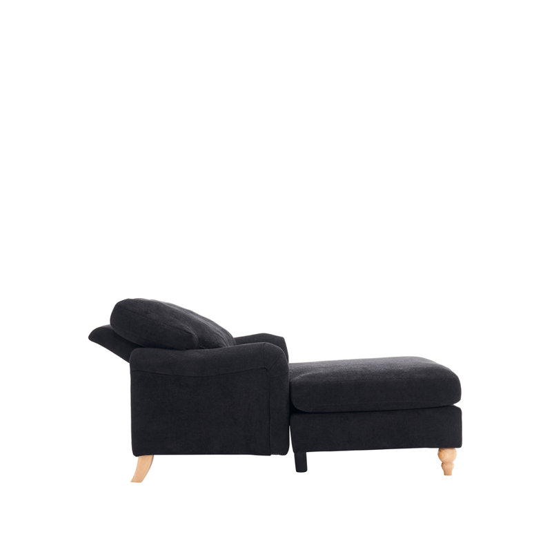 Canapé-lit moderne surdimensionné avec pieds en bois massif Mid-Century, Noir