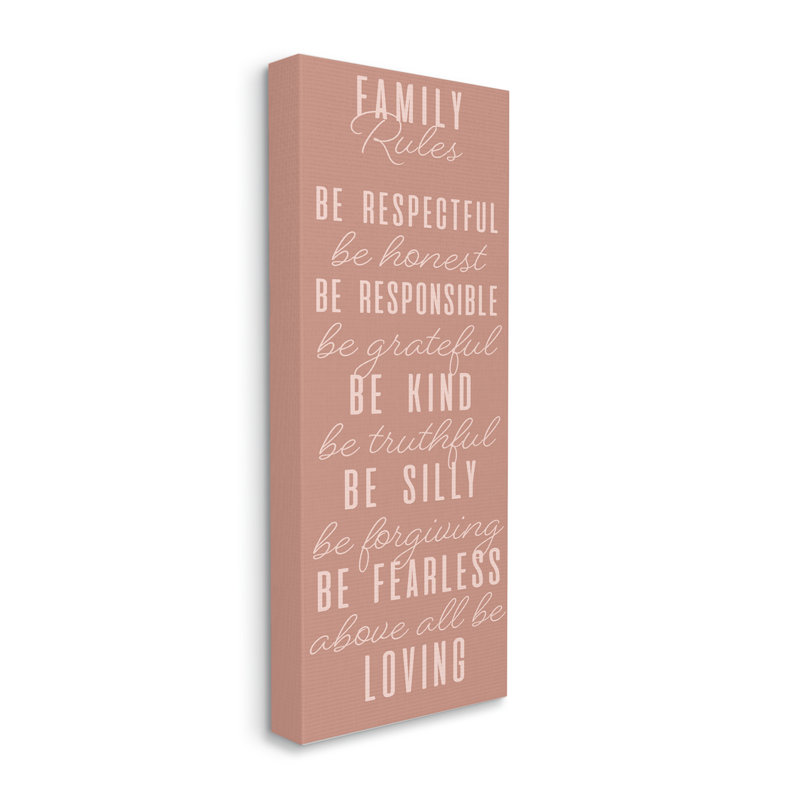 Pink Chic Family Rules, H 24 po x l 10 po x P 1,5 po