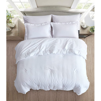 Ruffled Edge Microfiber Bed in a Bag Comforter Set