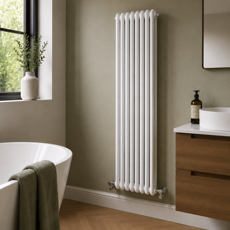 Purcell Vertical Vertical/Horizontal Designer Radiator, 150cm H x 38cm W x 10cm D, White